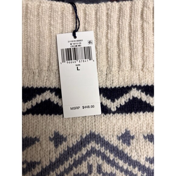 Polo Ralph Lauren Women’s Intarsia Wool-Blend Sweater Cream Blue Multi Large New - Picture 5 of 6